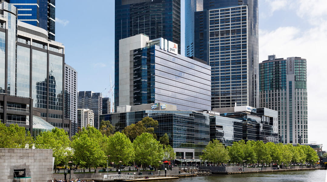 Riverside Quay positioned on the banks of the Yarra River in Southbank
