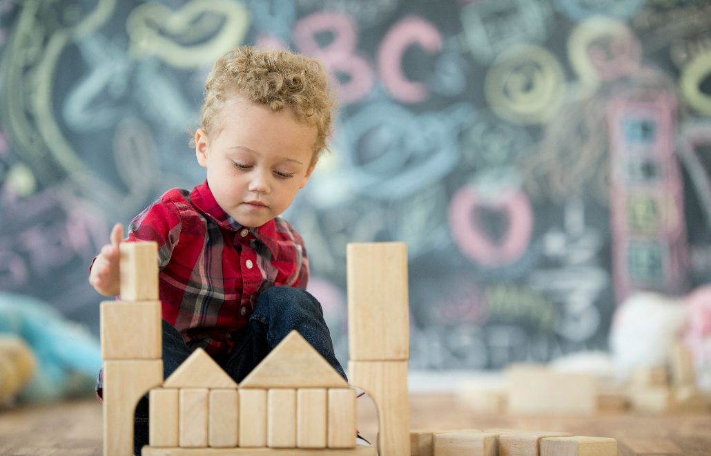 child playing blocks