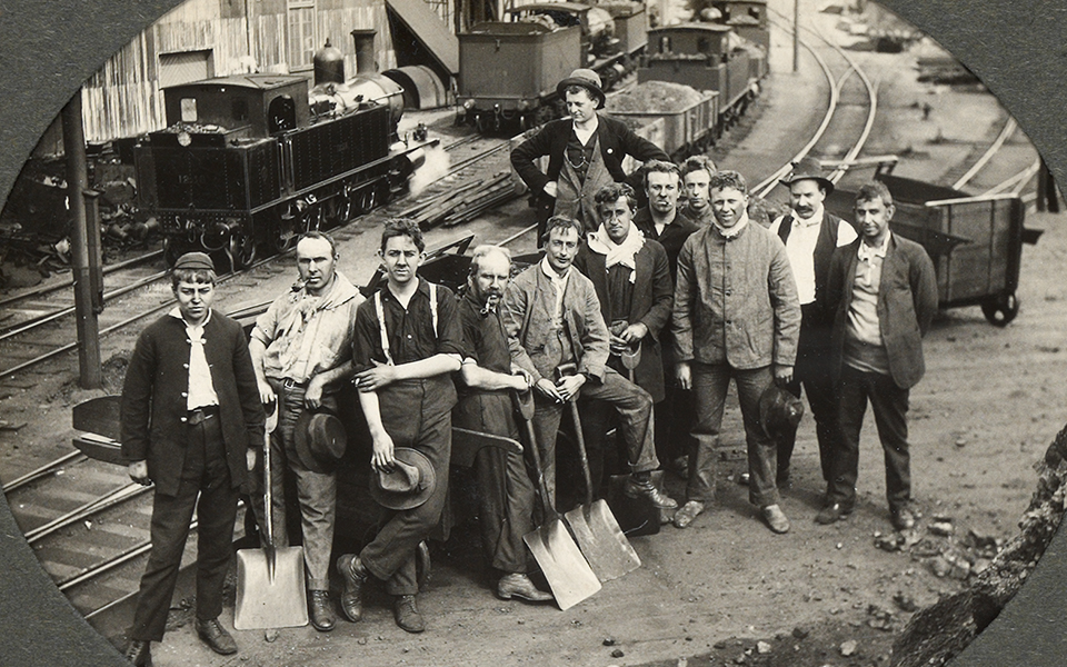 Loyalist tram clerical staff workers at Eveleigh during the 1917 Great Strike.