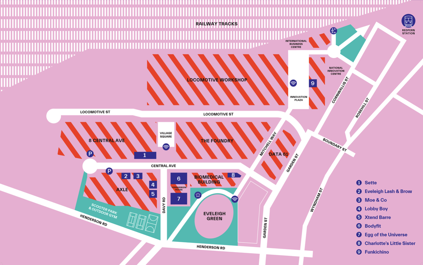 South Eveleigh precinct retailers map