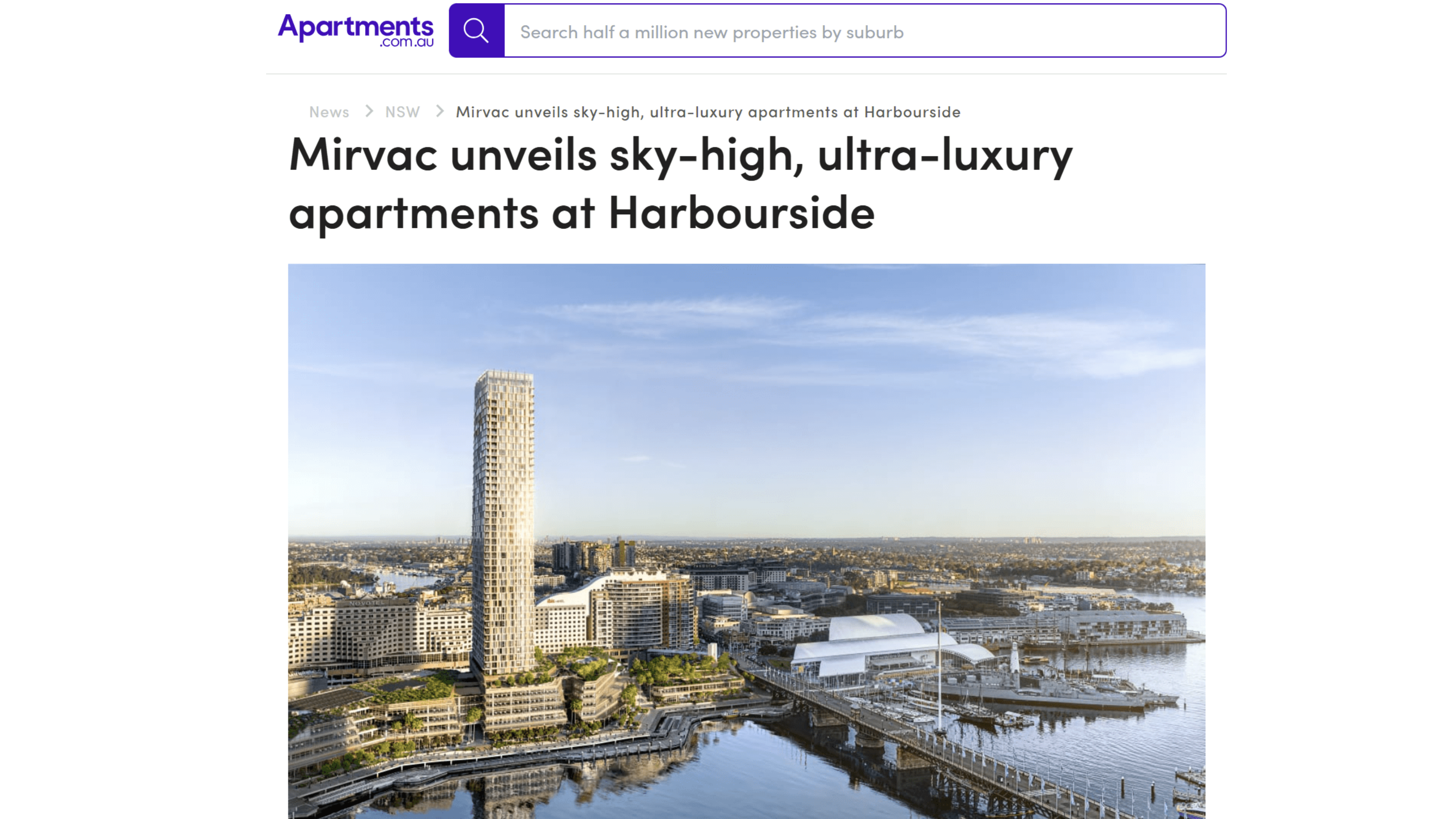 Apartments.com.au article image - Harbourside Residences