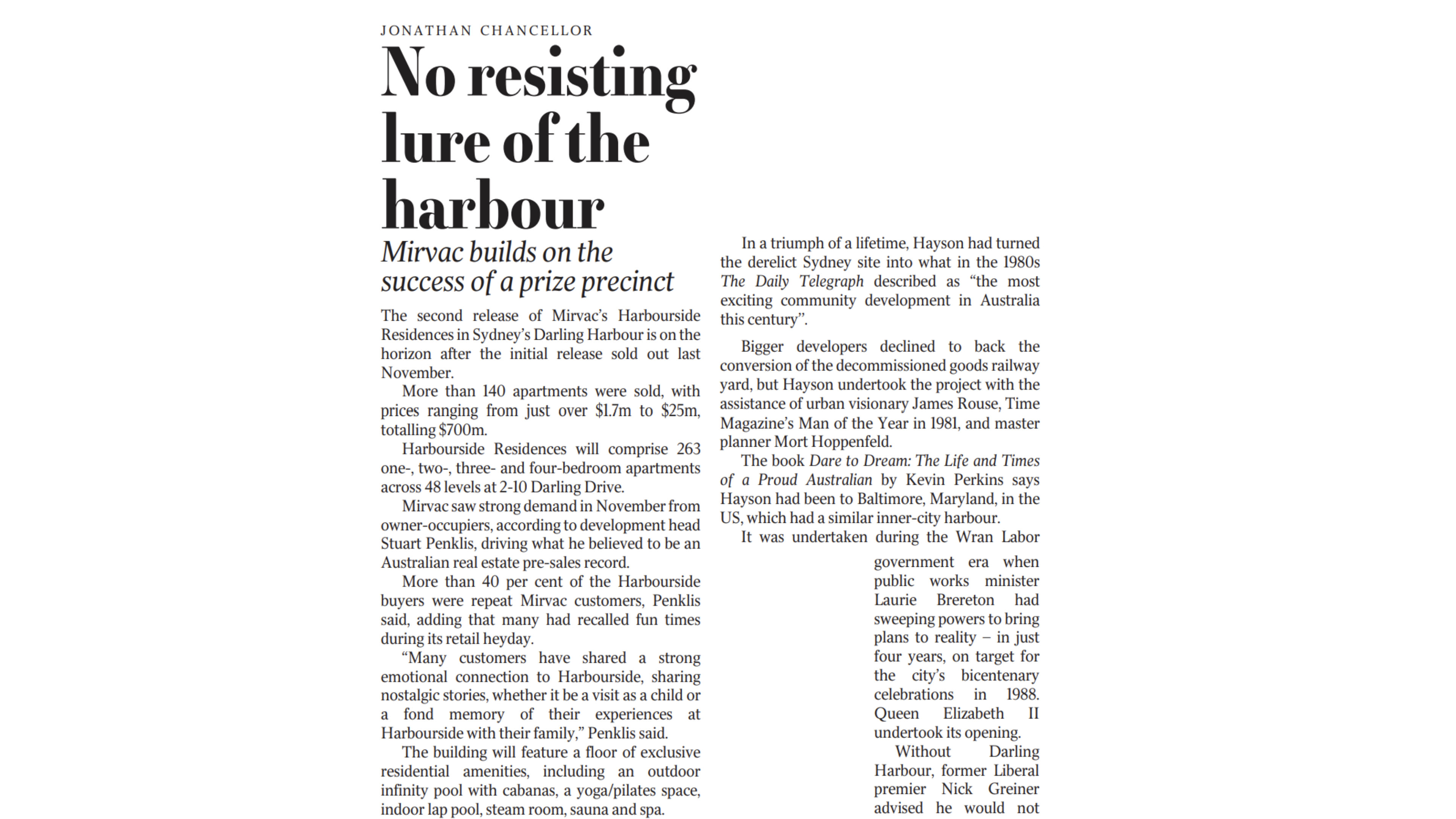 Mansion Magazine article image - Harbourside Residences