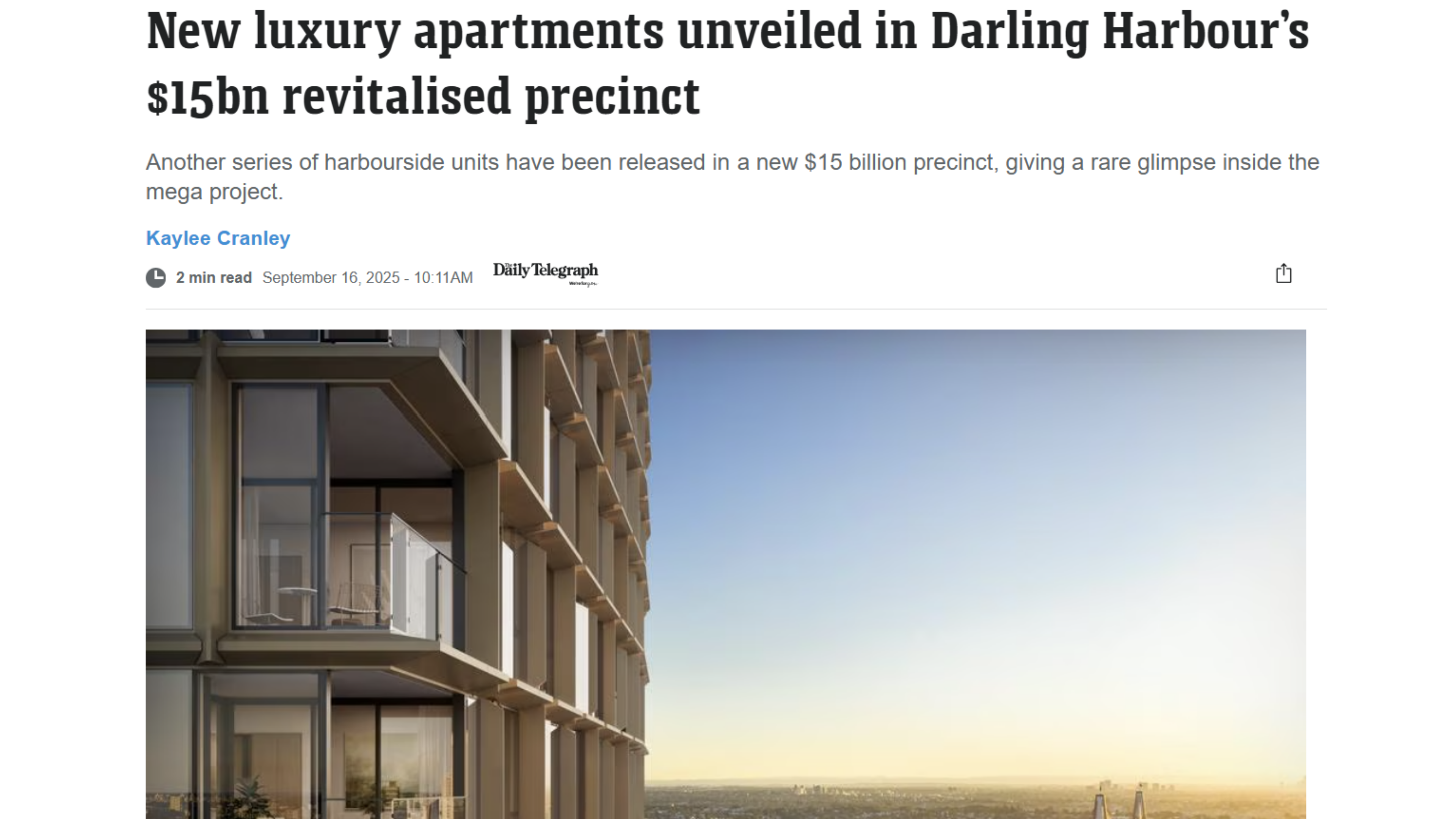 REA Advertorial image - Harbourside Residences