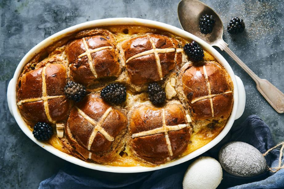 Cheat's hot cross bun dessert