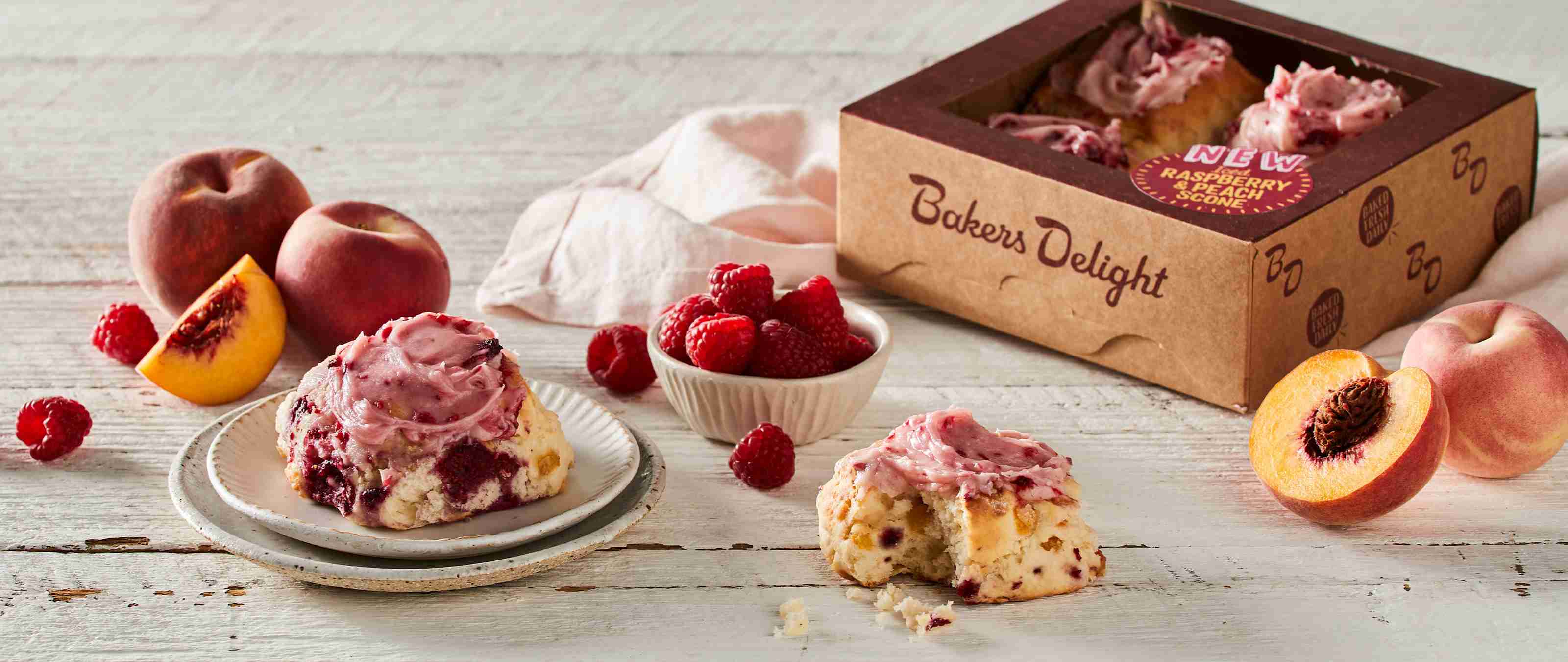 Bakers Delight: Iced Raspberry & Peach Scone